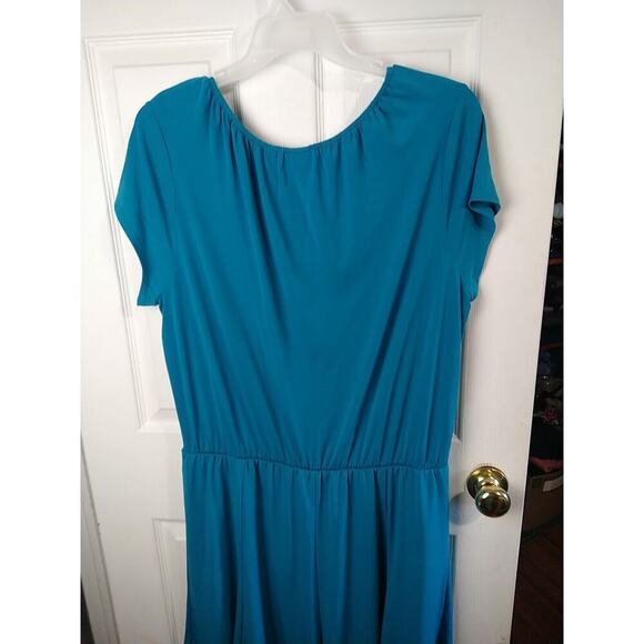 Susan Graver Aqua Shift Shorts Lined beaded VNeck Dress. Size 1XP - Picture 12 of 13